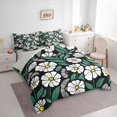 thumbnail image 2 of jejeloiu Modern Floral 7 Pieces Full Size Bedding Sets For Girls,Bold Pattern Full Size Bed in a Bag,Black White Green,Light Gray Reversible, 2 of 7