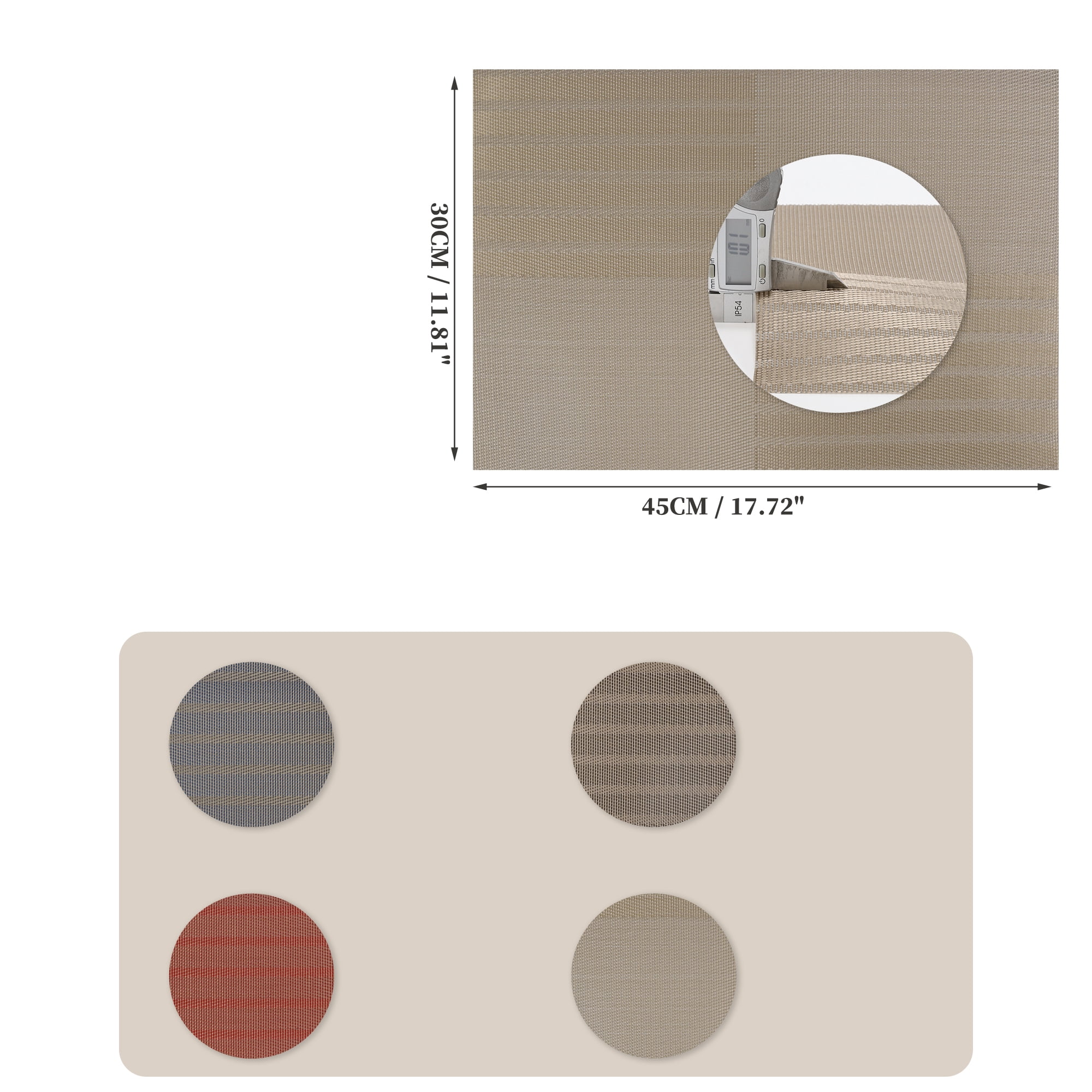 Unique Bargains 4 Pcs Grid Style Placemats PET Heat Resistant Washable Table Mats Brown