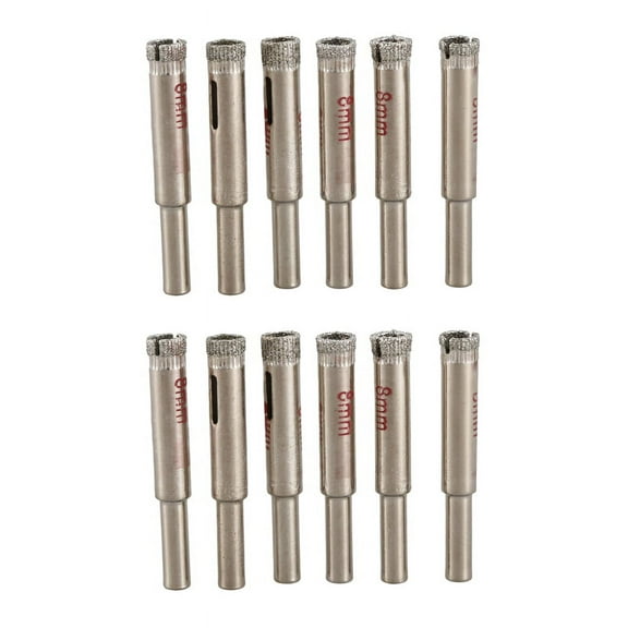 12 Pcs 8mm Diamond Core Drill Bits Ceramic Tile Glass