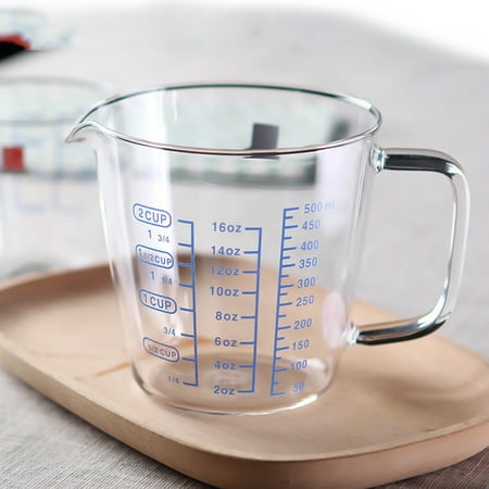 

Fairnull 250ml/500ml Heat Resisting Glass Measuring Cup Milk Water Scale Microwave Tool