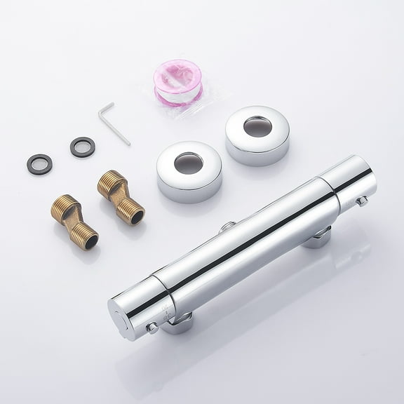JTWEEN Bathroom Thermostatic Bar Mixer Shower Bath Taps Brass Valve Chrome