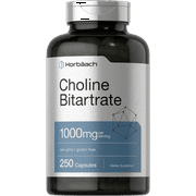 Choline Bitartrate | 1000mg | 250 Capsules | High Potency | by Horbaach