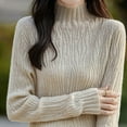 thumbnail image 3 of Juslio Women Sweaters Pullovers Turtlenecks Solid High Neck Knit Fashion Beige, 3 of 6