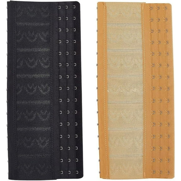 2 Pcs 2 Colors Polyester Corset Extenders 3 Rows 15 Hooks Longline Bra Extender Bustiers Extender Shapewear Extender with Stainless Steel Rings for Waist Cincher colorful