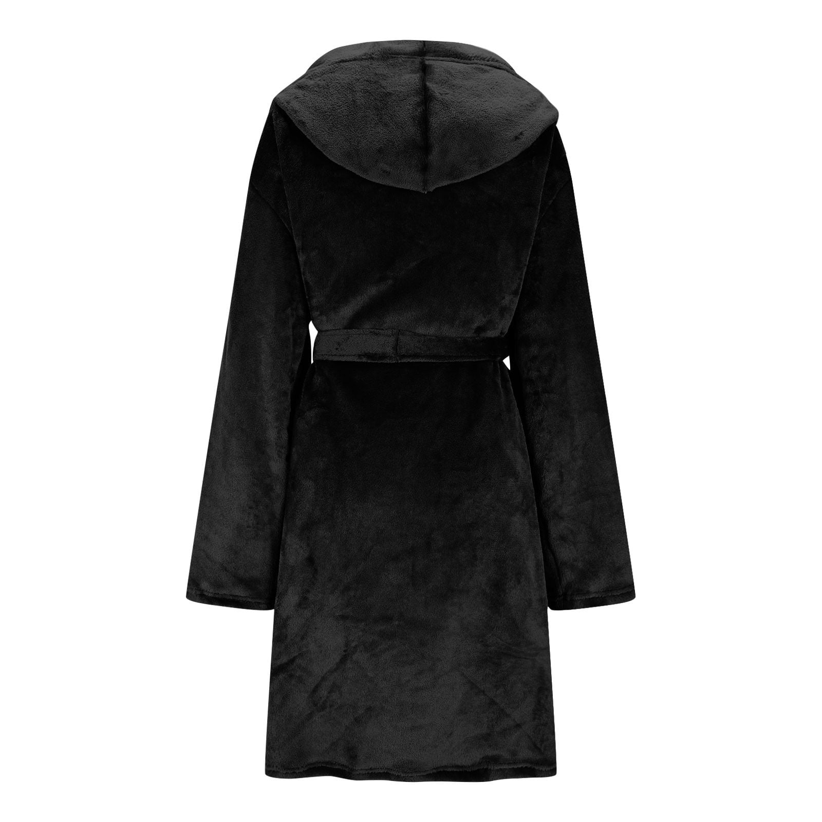 ladies black hooded dressing gown Gytharion Women's Fleece Robe Solid Color Soft Warm Mid Length Plush Bathrobe with Side Pockets Tie Belt and Eye Mask Cozy Gown, Size Emerald Formal Dress