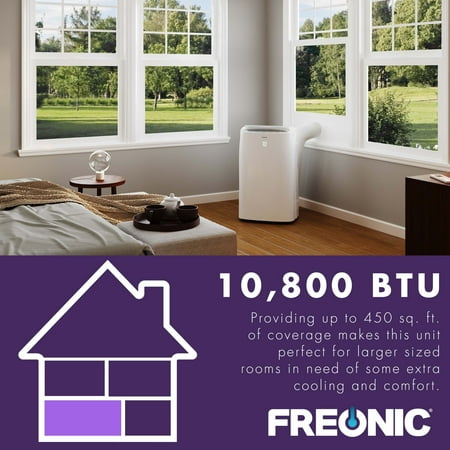 Freonic - 10,000 BTU Portable Air Conditioner | AC for Rooms up to 450 Sq.Ft. | LED Display | Sleep Mode | Dehumidifier - White