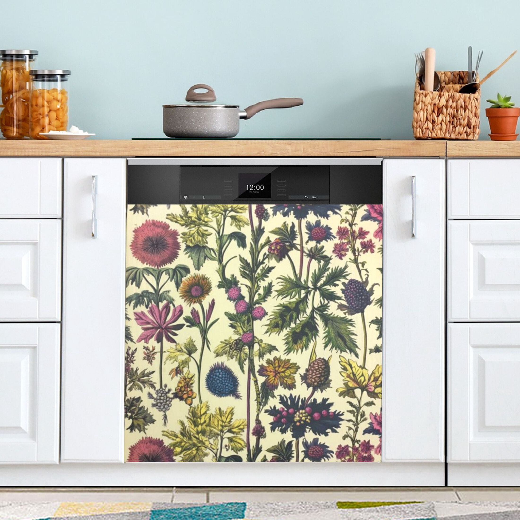 Dishwasher Magnetic Sticker 23x26 Inch Refrigerator Magnetic Sticker Washing Machine Magnetic Sticker Kitchen Panel Magnetic Sticker Home Decor Purple Flower Clusters
