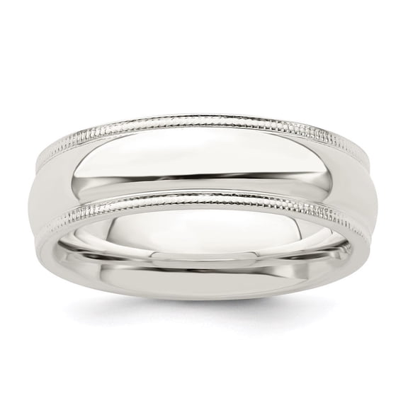 Auriga 925 Sterling Silver 6mm Milgrain Comfort Fit Band Ring Size 7 for Women