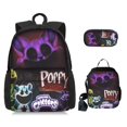 thumbnail image 3 of Conjunto de 3 mochilas escolares con estampado de dibujos animados para niño y niña, morral escolar con estampado de Critters sonrientes, bandoleras para lápices, regalos de cumpleaños, 3 of 4