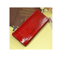 thumbnail image 3 of Piel Genuina Cartera Mujer Largo Lujo Patrón De Cocodrilo Xtellar rojo, 3 of 4