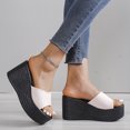 thumbnail image 2 of zttd fashion summer women sandals wedge heel thick sole fish mouth solid color multicolor casual slipper women's slipper a, 2 of 7