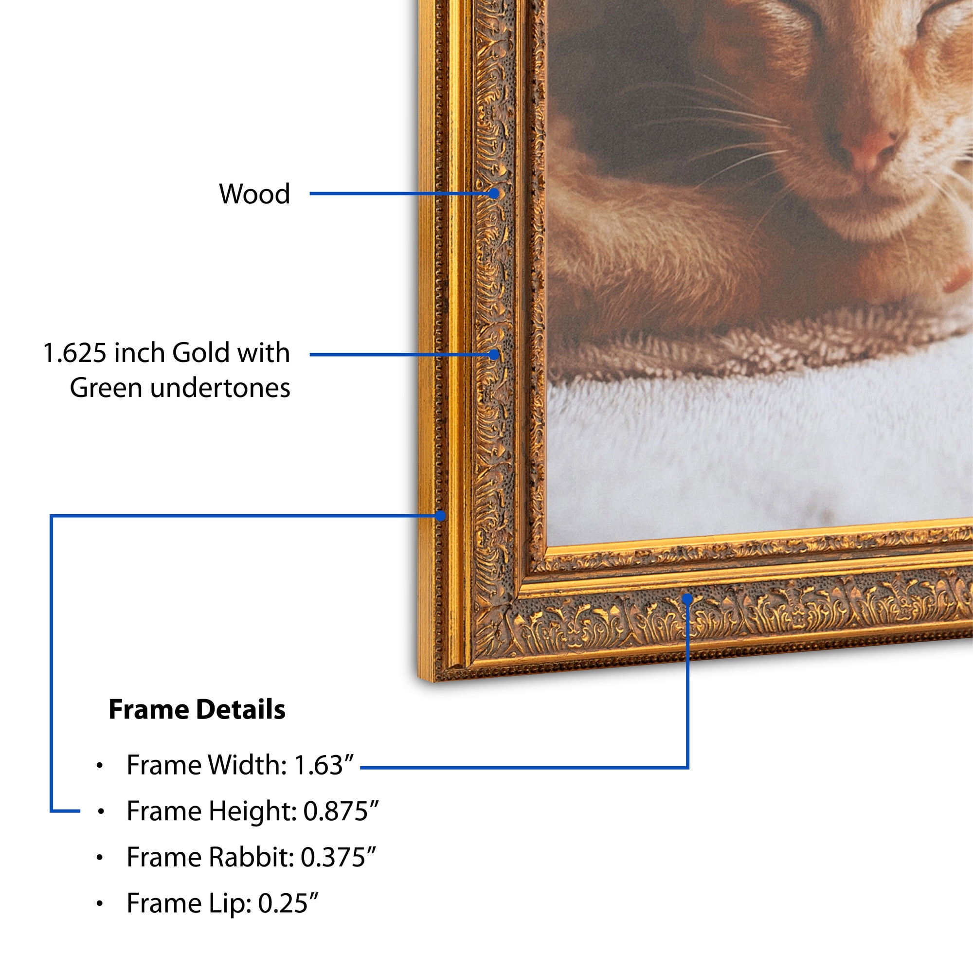 ArtToFrames 18" x 24" Gold with Green Tones Picture Frame, 18x24 inch Gold Wood Poster Frame (WOM-5079)
