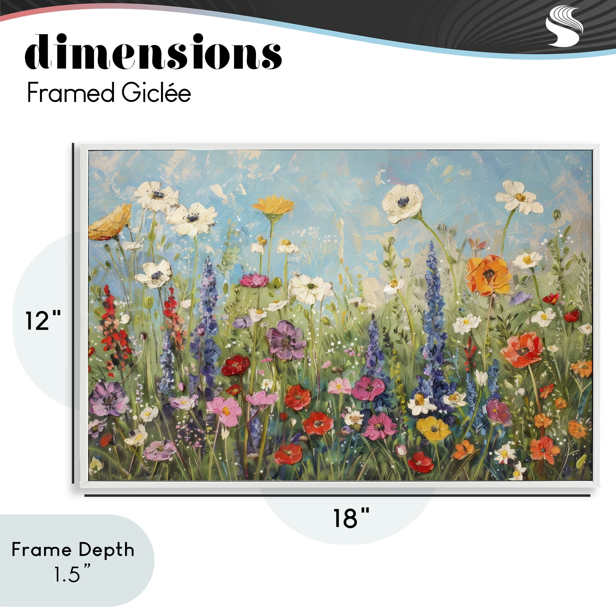 Stupell Industries Wildflower Field of Spring Blooms White Framed Giclee Art, design by Creative Studio