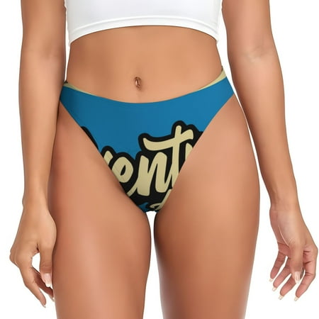 Qokaie Adventure Awaits Printed Women s Cotton Thong Underwear  Sexy Breathable Panties G-string-X-Small