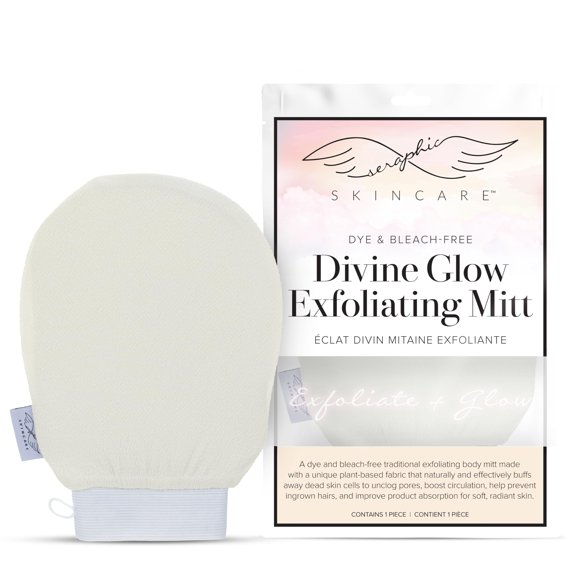 Seraphic Skincare Guante exfoliante Divine Glow (1 unidad) - Guante exfoliante coreano de viscosa vegana sin colorantes y sin lejía - Exfoliante corporal para eliminación de autobronceado y queratos