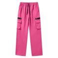 thumbnail image 7 of Men's Casual Trousers Men Straight Leg Multiple Pockets Pants for Daily Wear Hot Pink,M, 7 of 7