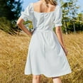 thumbnail image 3 of Cloud White Plain Solid Color Sleeveless Dress wedding dresses for woman Women's skirt, 3 of 6