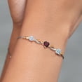thumbnail image 4 of Gem Stone King 925 Silver and 10K Yellow Gold Moissanite Red Rhodolite Garnet Sky Blue Aquamarine and Lab Grown Diamond Tennis Bracelet for Women By Keren Hanan (1.72 cttw, Adjustable up To 9 inch), 4 of 4