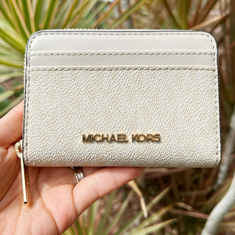 Michael Kors Jet Set Travel Card Case Zip Around Leather Wallet (pale Blue)