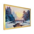thumbnail image 2 of Designart 'Snow Covered Landscape and Little Bridge' Traditional Framed Art Print, 2 of 4