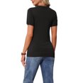 thumbnail image 3 of INSPIRE CHIC Women's Maternity Top Stretchy Knit Sweater Short Sleeve Striped Summer Pregnancy Round Neck Blouse M Black, 3 of 6