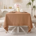 thumbnail image 4 of Linen World Fall Linen Tablecloth 90" x 60" Inch,French Linen Washable Rectangular Table Cloth for Dining,Outdoor,Weddings and Restaurants,Decorative Thanksgiving Christmas,Beige Hemstitch, 4 of 7