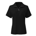 thumbnail image 4 of SXCXLSA Women's Front Zipper TShirt, Casual Solid Color Short Sleeve Summer Top, 4 of 5