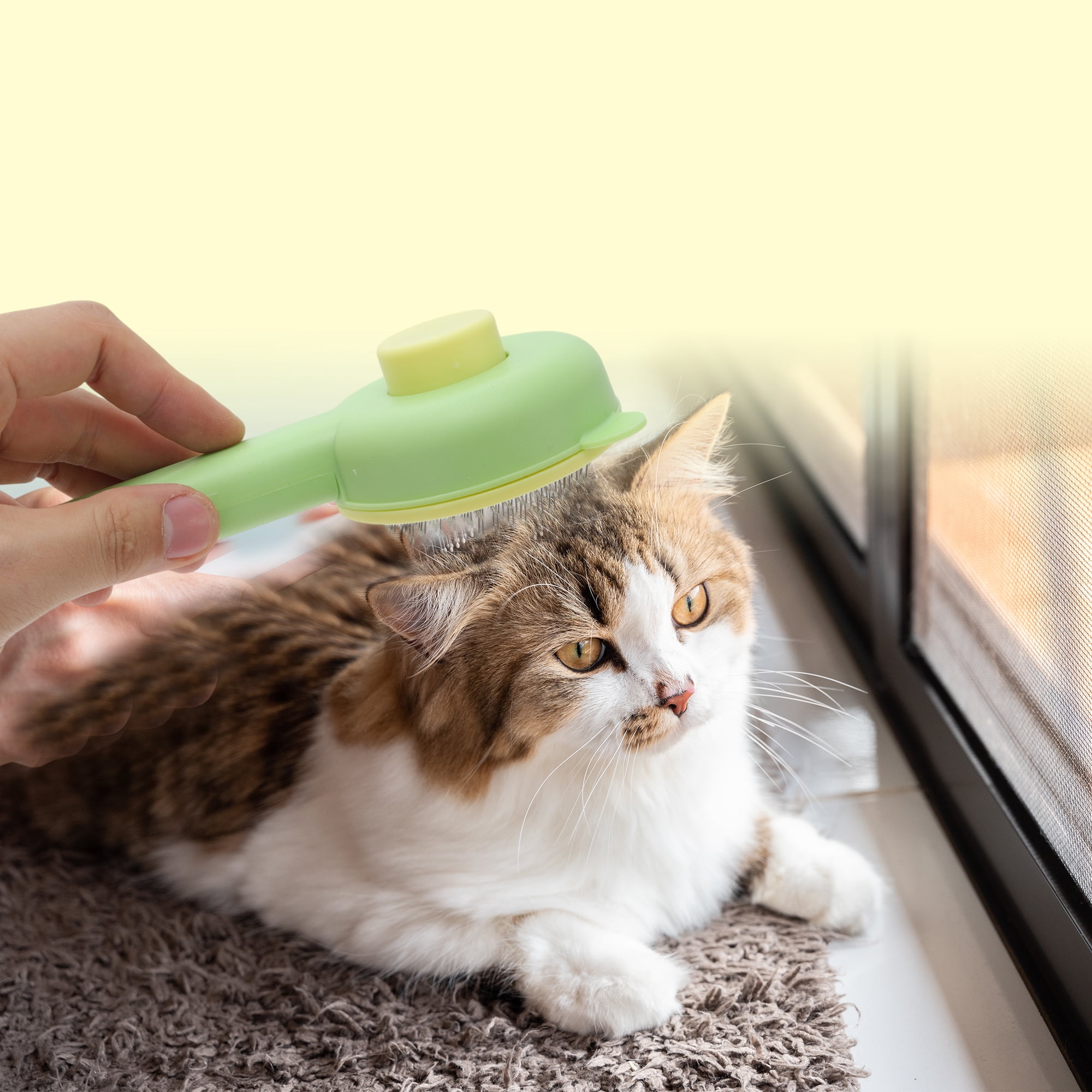 Unique Bargains Grooming Pet Brush for Cats and Dogs 1Pc Yellow Green 7.68 in