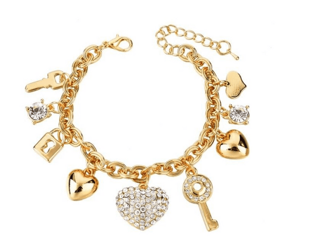 Gold link charm clearance bracelet