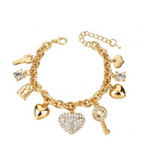 Women Charm Bracelets - Your Heart Love Heart Link Bracelets 18k Yellow Gold - Jewelry Gift for Women, Girlfriend