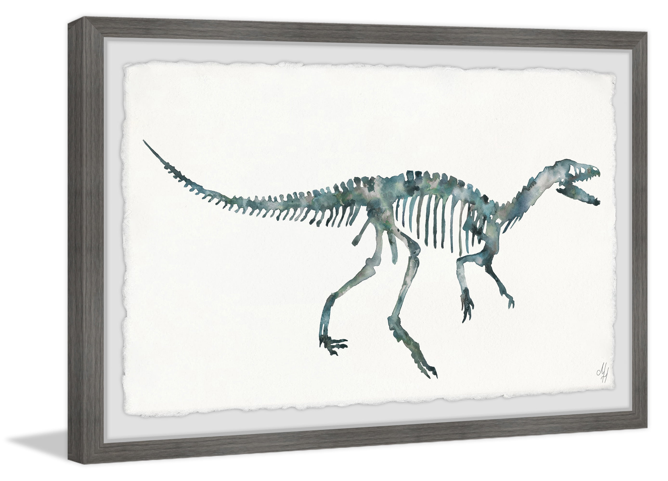 Marmont Hill Bluish Gray Skeleton Framed Wall Art, 18.00" x 1.50"