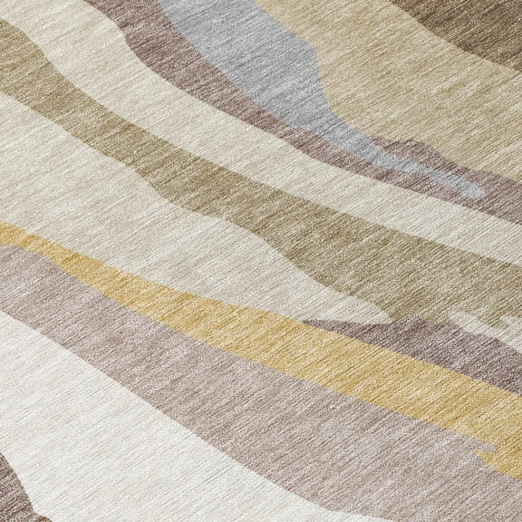 Addison Rugs Chantille Indoor/Outdoor Transitional Waves Beige Washable Rectangle Rug, 10' x 14'