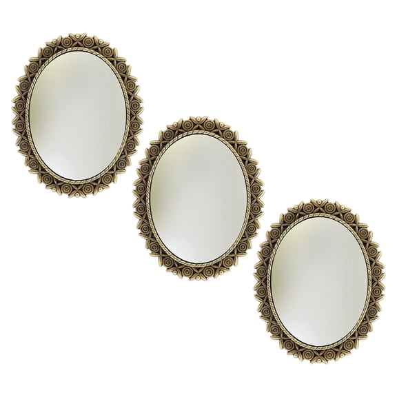 BESTYASH 3Pcs Small Oval Bronze Wall Mirror Vintage Decorative Frame for Dollhouse Bedroom and Living Room