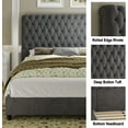 thumbnail image 4 of VanAcc Upholstered King Bed Frame with Velvet Tufted and Sleigh Headboard,Gray, 4 of 6