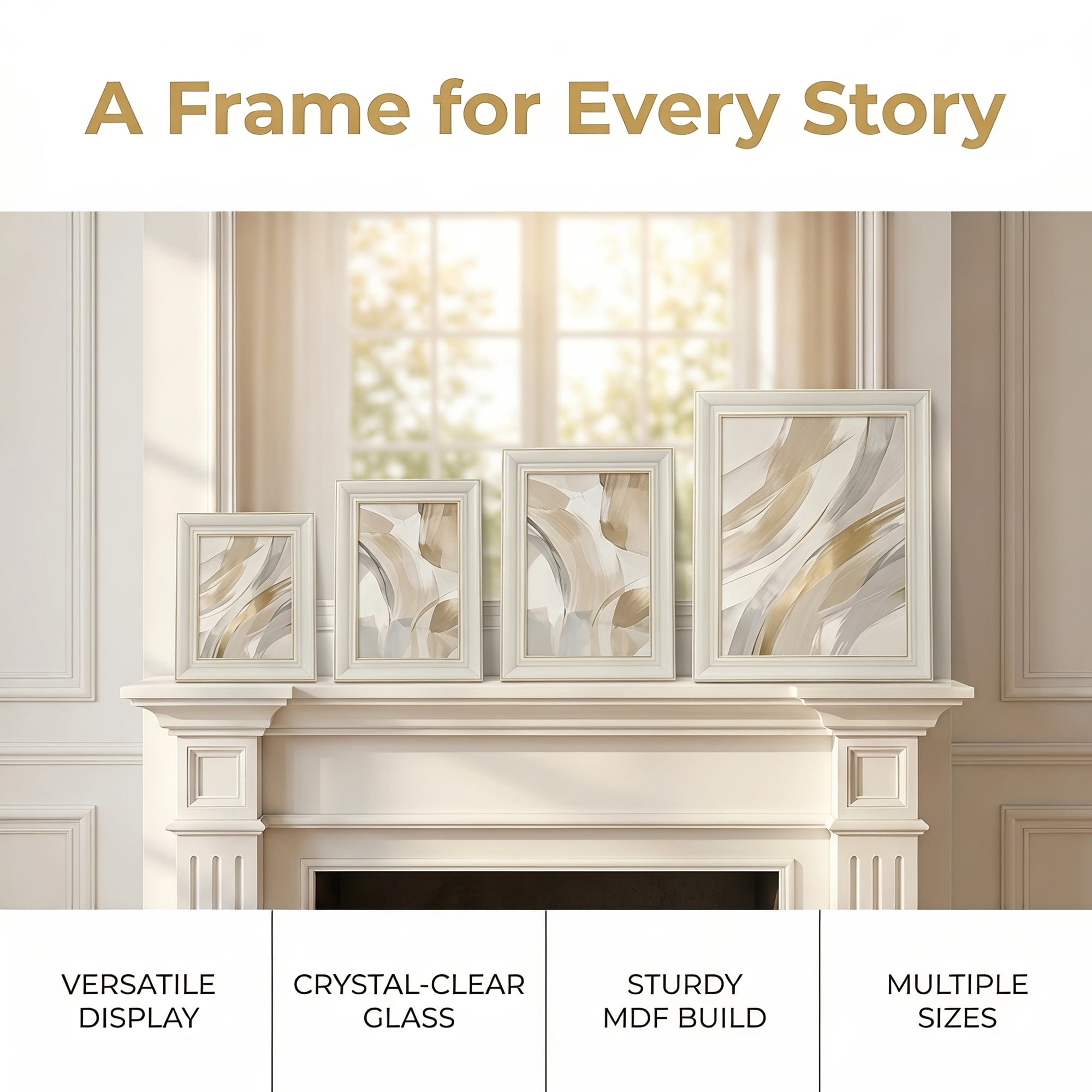 Unique Bargains Aesthetic Ins Wood Photo Frame White 8" x 10"