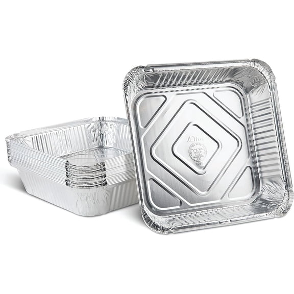 PLASTICPRO Aluminum Foil Baking Pans 9" x 9" x 2" Square Tin Foil Cake Pan for Ovens