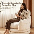 thumbnail image 4 of Pinmoco Sillón Giratorio Individual 360 Grados Sillón Redondo Tapizado Sherpa con Cojines para Sala Dormitorio Rincón de Lectura, 4 of 6