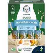 Gerber Graduates Organic Oat Milk Smoothie, Banana Squash Mango Pineapple, 3.5 fl oz Pouch (16 Pack)
