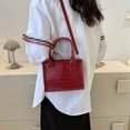 thumbnail image 2 of Bolso de mujer PU cuero patrón de piedra Satchel bolsos bandolera (rojo) Likrtyny Para Estrenar, 2 of 3