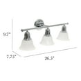 thumbnail image 3 of 26.5" Classic 3 Light Straight Metal Bar And Frosted Marble White Bell Shape Glass Shades Decorative Wall Mounted Vanity, 3 of 7