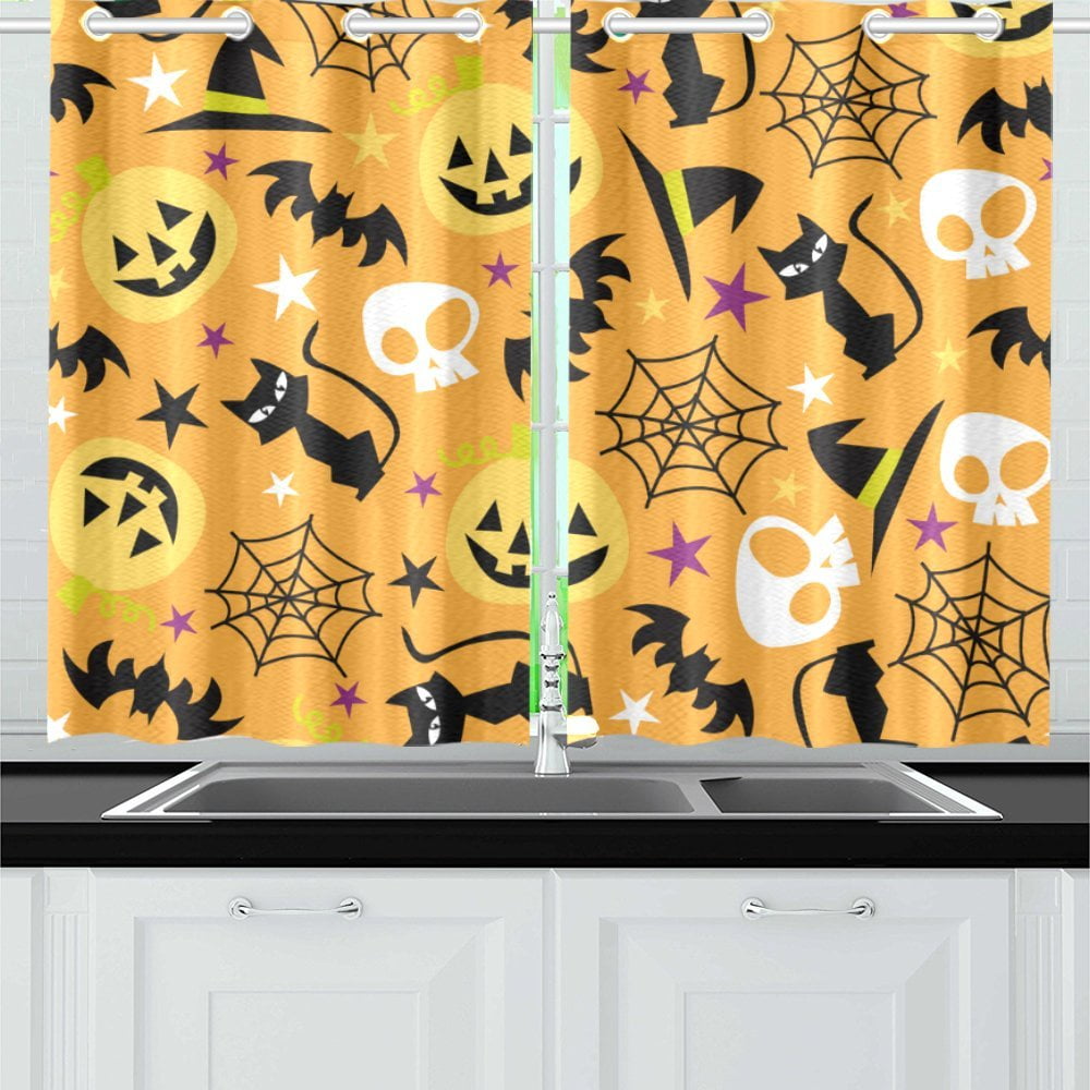 MKHERT Funny Halloween Design Window Curtains Kitchen Curtain Room ...