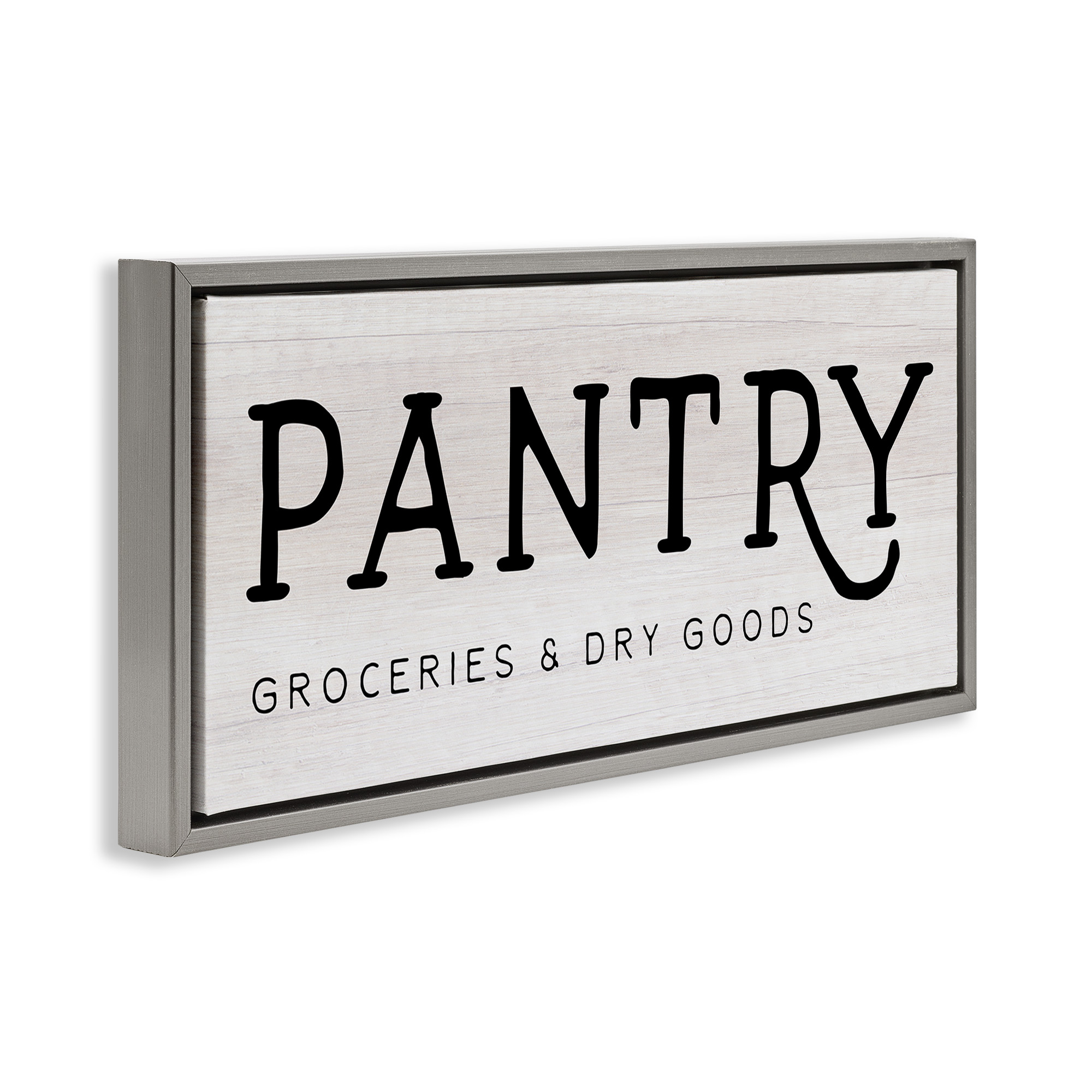 Stupell Industries Rustic Pantry Groceries Sign Typography Painting Gray Floater Framed Canvas Art Print Wall Art, 31 x 14