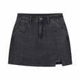 thumbnail image 2 of TaTaai Women's Denim Mini Skirt with Button Front, Side Slit, and Classic Casual Style for Summer Gift, 2 of 7