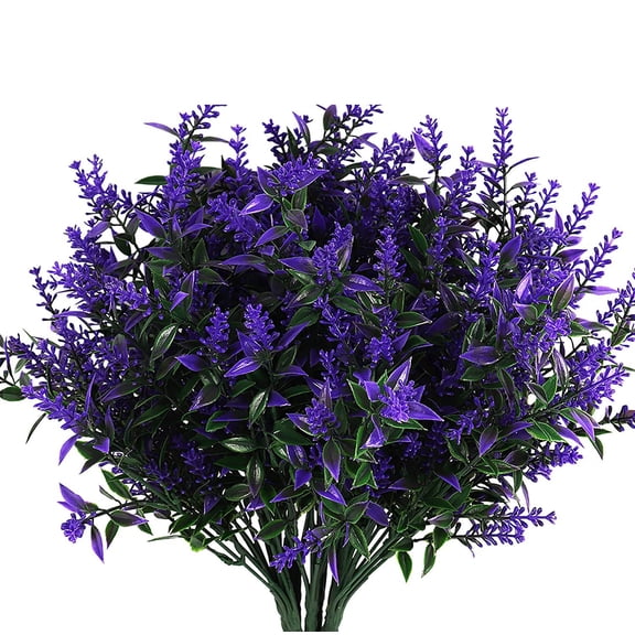 Twoworld 8 Bundles Artificial Flowers Lavender Fake Flowers UV Resistant Indoor Outdoor Flowers Faux Hanging Flowers