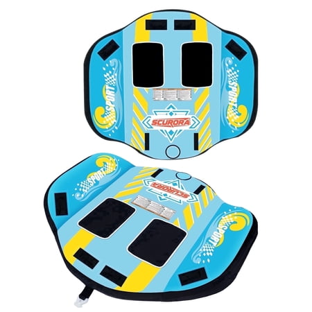 scurora 2 Person Towable Tube for Boating, Heavy Duty 420D Nylon Cover Pull Tube with Tow Points, Water Sport Tubes and Towables for Lake River Water Sports Fun