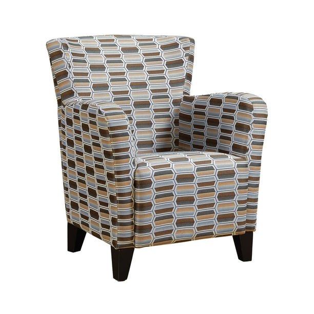 ACCENT CHAIR EARTH TONE GEOMETRIC FABRIC