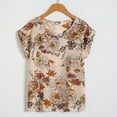 thumbnail image 3 of Jovati Women's Summer Plus Size Short Sleeve Loose Casual V-Neck Floral Loose Fit T-Shirt Tops, 3 of 4