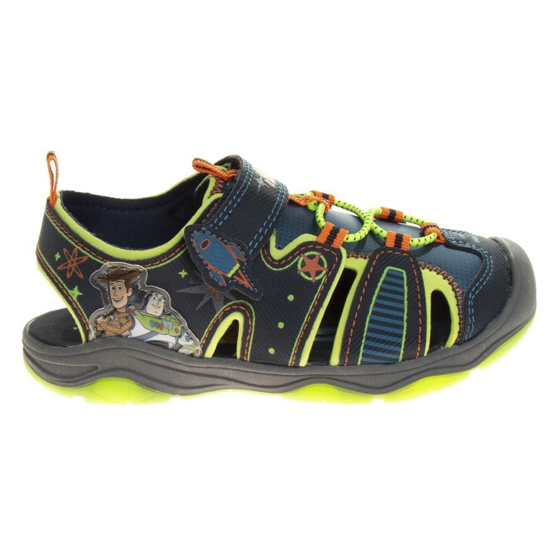 Disney Pixar Toy Story Hook & Loop Boys Toddler Closed Toe Sport Sandals - Navy/Lime, 9