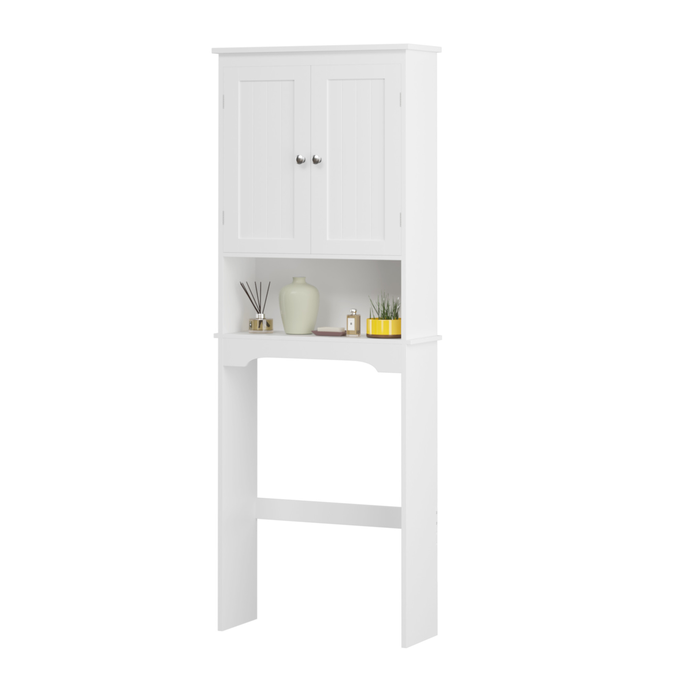 Noble House Belford 65.98" Over-the-Toilet Storage Cabinet, Wooden Bathroom Space Saver with Adjustable Shelf, White