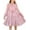 Pink, variant on Arshiner Girls Long Sleeve A-Line Dress Kids Formal Church Wedding Party Tiered Swing Dress with Belt